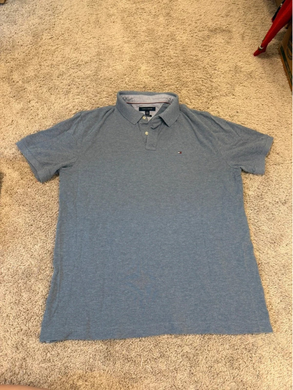 Tommy Hilfiger Custom Fit Polo Shirt Blue Gray Men’s XXL Short Sleeve
